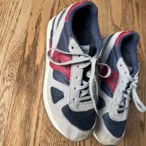 Saucony Shadow Retro Kids Sneakers Grey/Navy/Red Size 3M Gently Worn